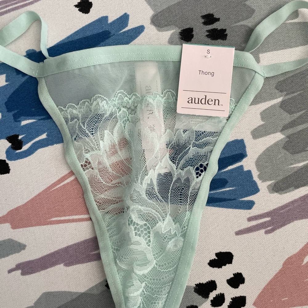 Teal lace thong